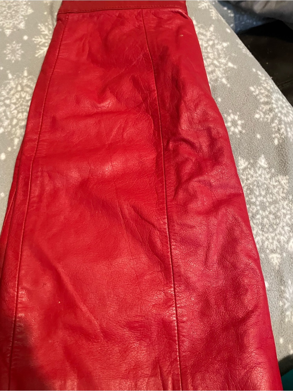 Classic Red Leather Pencil Skirt